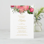 女子ベビー命名式ユダヤ人フローラバラピンク 招待状 (スタンド正面)