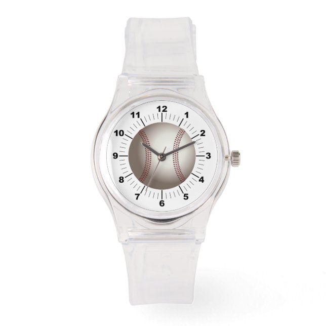 女子ベースボールスポーティピンクシリコンウォッチ 腕時計 (正面)