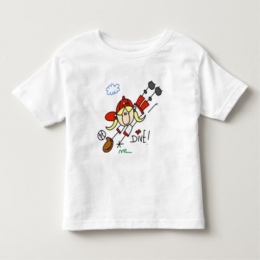 女子ベースボールダイビングTシャツとギフト トドラーTシャツ (正面)