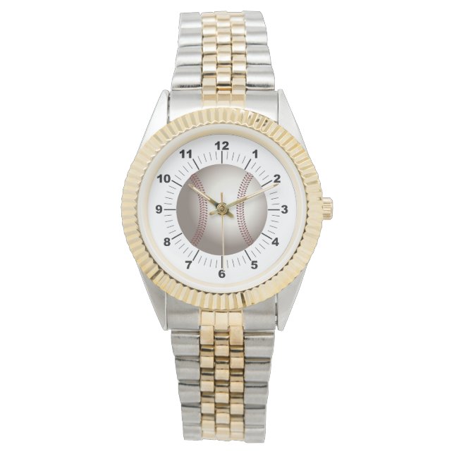 女子ベースボールツートーンブレスレットウォッチ 腕時計 (正面)
