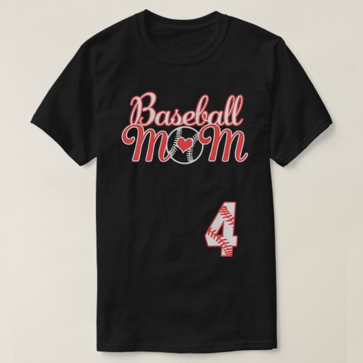 女子ベースボールママ母の日#4野球選手 Tシャツ (デザイン正面)