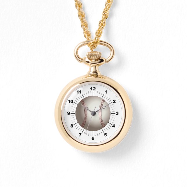 女子ベースボールラップアラウンド金ゴールド時計 腕時計 (正面)