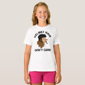 女子ホッケーヘルメットの髪はブルネット気にでない Tシャツ (正面フル)