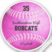 女子ホットピンクソフトボカスタムールチーム名 シール (正面)