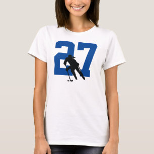 女子ホッパーソナライズされたケー選手ナンバーブルー Tシャツ