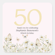 女子ホワイトワイルドフラワーシンプル誕生日50