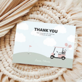 女子ホールインワンピンクゴルフ1回目の誕生日 サンキューカード