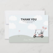 女子ホールインワンピンクゴルフ1回目の誕生日 サンキューカード (正面)