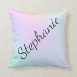 女子ホ10代のロググラデーションラフィックパープルブルーアクア クッション