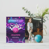 女子ボウリング誕生日写真招待状 招待状 (スタンド正面)