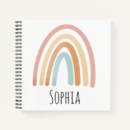 女子ボホとピンク色のレインボーキッズスクール ノートブック