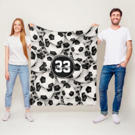 女子ボーイズエンドレスサッカーボールパターン フリースブランケット