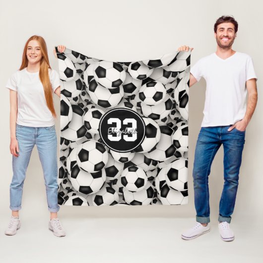 女子ボーイズエンドレスサッカーボールパターン フリースブランケット (インサイチュ)