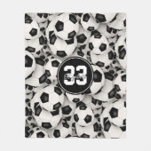 女子ボーイズエンドレスサッカーボールパターン フリースブランケット (正面)