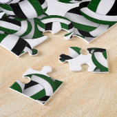 女子ボーイズグリーンブラックバレーボールチームカラー ジグソーパズル (側面)