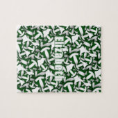 女子ボーイズグリーンホワイトバレーボールのスポーツゲーム ジグソーパズル (横)