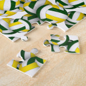 女子ボーイズグリーン金ゴールドバレーボールスポーツゲーム ジグソーパズル (側面)