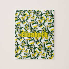 女子ボーイズグリーン金ゴールドバレーボールスポーツゲーム ジグソーパズル