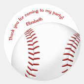 女子ボーイズソフトボール野球感謝していパーティーユー ラウンドシール (正面)