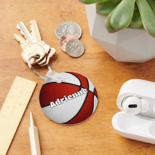 女子ボーイズバスケットボール赤チームカラー キーホルダー (デスク)