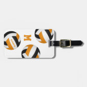 女子ボーイズブラックオレンジバレーボールチームカラー ラゲッジタグ (正面横)