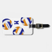 女子ボーイズブルーオレンジバレーボールチームカラー ラゲッジタグ (正面横)