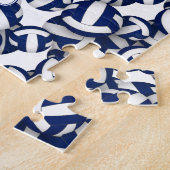 女子ボーイズブルー白バレーボールチームカラー ジグソーパズル (側面)