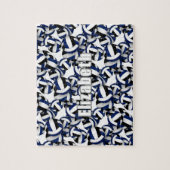 女子ボーイズブルー黒バレーボールチームカラー ジグソーパズル (縦)