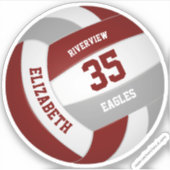 女子ボーイズマルーン灰色チームカラーバレーボール シール (正面)