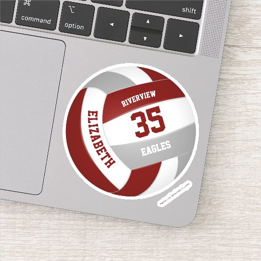 女子ボーイズマルーン灰色チームカラーバレーボール シール (詳細)