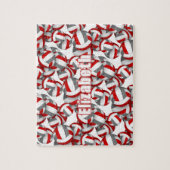 女子ボーイズレッドグレーチームカラーバレーボール ジグソーパズル (縦)