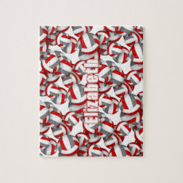 女子ボーイズレッドグレーチームカラーバレーボール ジグソーパズル