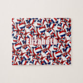 女子ボーイズレッドブルーバレーボールチームの色 ジグソーパズル (横)