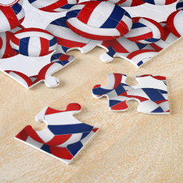 女子ボーイズレッドブルーバレーボールチームの色 ジグソーパズル