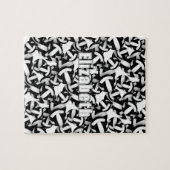 女子ボーイズ白黒チームカラーバレーボール ジグソーパズル (横)