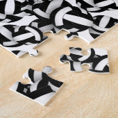 女子ボーイズ白黒チームカラーバレーボール ジグソーパズル (側面)