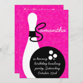 女子ボーリング誕生会の招待 招待状 (正面/裏面)