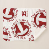 女子マルーン白バレーボールコート幸せ場所 シェルパブランケット (正面(横))