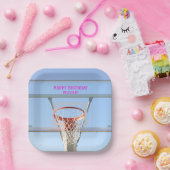 女子モダンバースデーパーティーバスケットボール ペーパープレート (パーティー)