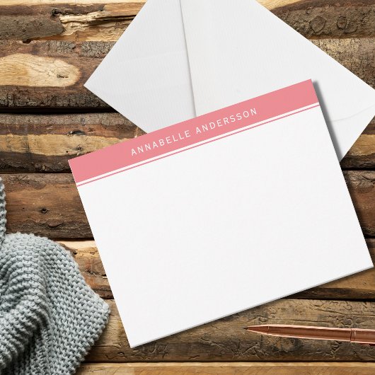 女子モダンピンクのノートカパーソナライズされたード ノートカード