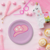 女子モダンピンク女性のカーボーイウエスタンハット薄紫 ペーパープレート (パーティー)