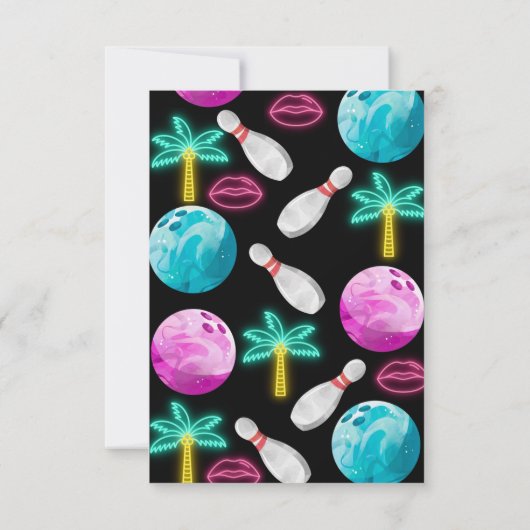 女子モダンボーリング誕生日招待状 招待状 (裏面)