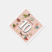 女子モダン漫画ピンクスーパーヒーロー子供の誕生日 スタンダードカクテルナプキン (角)