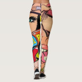 女子モダン美術デザインTシャツ レギンス (裏面)