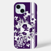 女子モノグラムのサッカーのボールが紫色に吹き出す Case-Mate iPhoneケース (裏面)