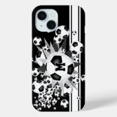女子モノグラムのサッカーのボールが黒く噴き出す Case-Mate iPhoneケース (裏面)