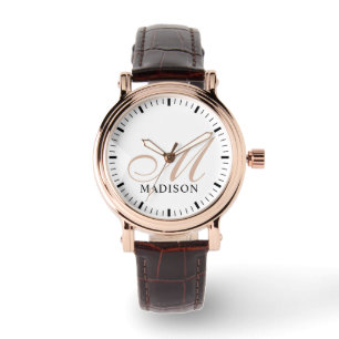 女子モノグラムのバラ金ゴールドヴィンテージウォッチブラウン 腕時計