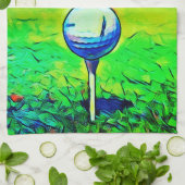 女子モノグラムカラフルネームゴルフスポーツグリーン キッチンタオル (折り畳み)