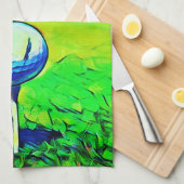 女子モノグラムカラフルネームゴルフスポーツグリーン キッチンタオル (四つ折り)