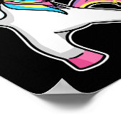 女子ユニコーンダビングバスケットボールプレーヤーおもしろいボール ポスター (角)